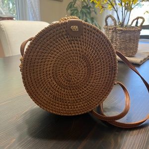Round Bali Rattan Handbag/Purse
